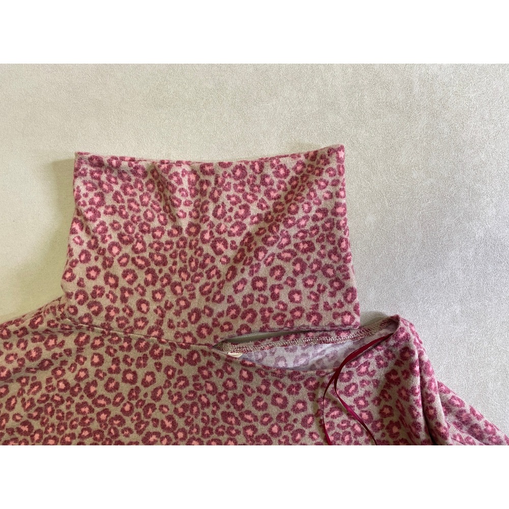 Terra & Sky Pink Leopard Print Open Shoulder Turtleneck Top 0X NEW - Picture 9 of 12